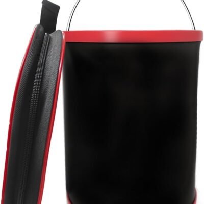 Collapsible Bucket with Handle, 3.4 Gallon 13L Foldable Water Storage Container, Portable Wash Basin for Car Washing, Camping, Fishing, Hiking, Boating, Outdoor Activities (Black)