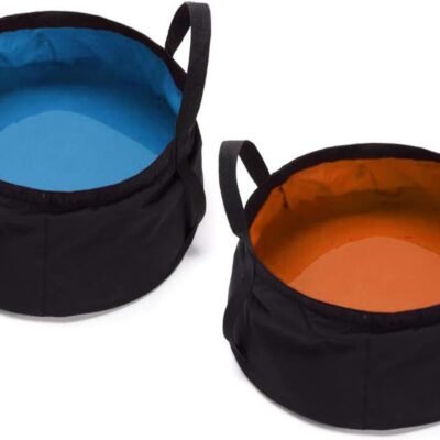 2-Pack Collapsible Bucket with Handle 2 Gallon Portable Camping Wash Basin Folding Water Container for Fishing Beach