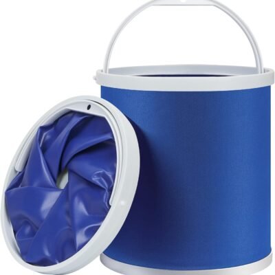 Collapsible Camping Fishing Bucket - 11L (2.9 Gallons) Durable Pop Up Water Container for Car Washing, Boating or Other Outdoor Activities - Foldable, Blue